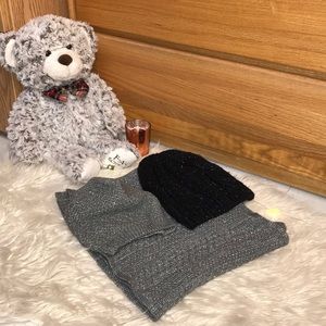 Two hats and an infinity scarf